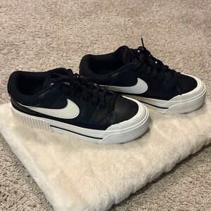 Nike Women’s Black and White Low-Profile Platform Sneakers